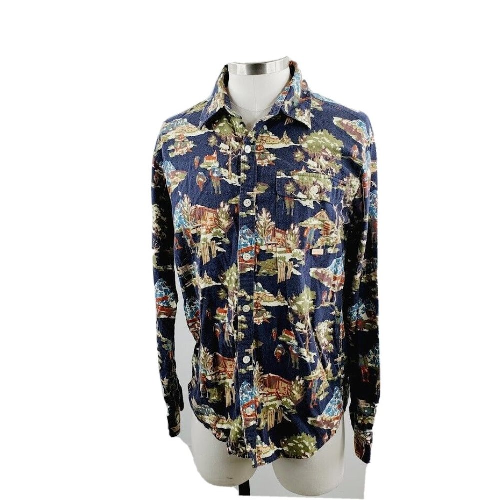 Snow Peak Japan Outdoor Camping Print L/S Flannel Button Up Shirt Men’s M